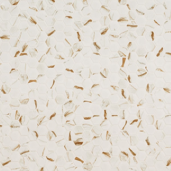 Msi Calacatta Gold Hexagon Sample Matte Porcelain Mesh Mounted Mosaic Tile ZOR-MD-0594-SAM - main